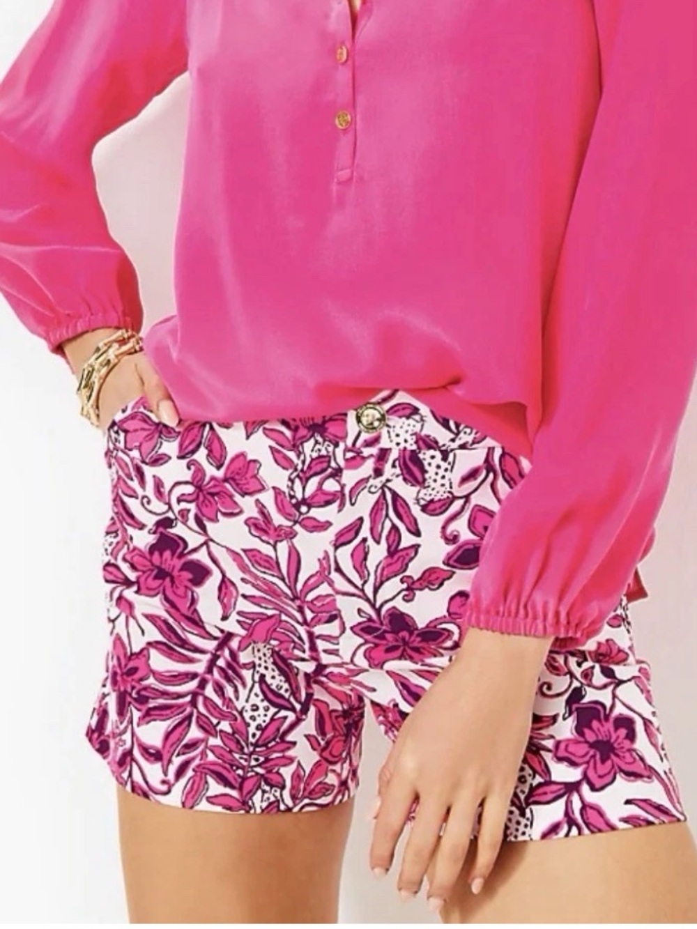 LILLY PULITZER Gretchen High-Rise 5”Elderflower Blossom Lil Escape Plan Shorts